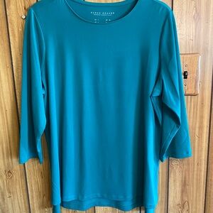 Susan Graver Teal Long Sleeve Crewneck Top